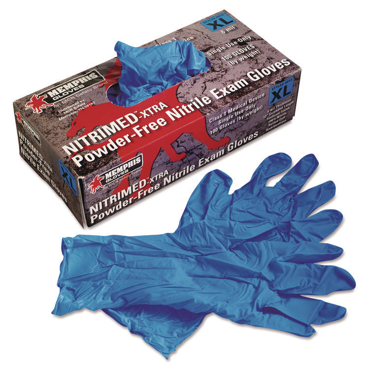 Nitri-Med Disposable Nitrile Gloves, Blue, X-Large, 100/box