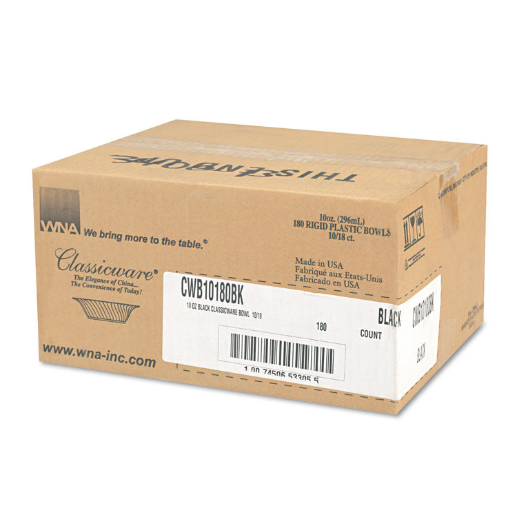 Classicware Plastic Bowls, 10 oz, Black, 180/Carton