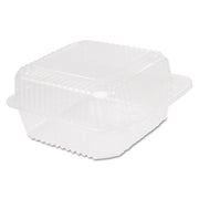 StayLock Clear Hinged Lid Containers, 6.5 x 6.1 x 3, Clear, Plastic, 125/Pack, 4 Packs/Carton