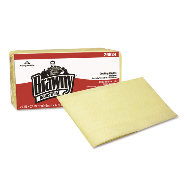 Dusting Cloths, 1/8-Fold, 24 x 24, Unscented, Yellow, 50/Pack, 4 Packs/Carton