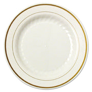 Masterpiece Plastic Plates, 6" Dia, Ivory/gold, 10/pack, 15 Packs/carton