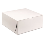 White One-Piece Non-Window Bakery Boxes, 9 x 9 x 4, White, Paper, 200/Carton