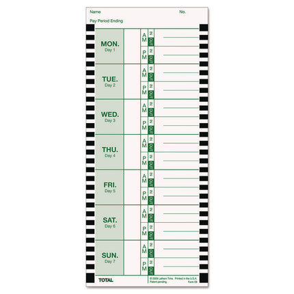 Time Clock Cards For Lathem Time 800p, One Side, 4 X 9, 100/pack