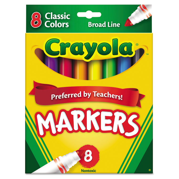 Non-Washable Marker, Broad Bullet Tip, Assorted Classic Colors, 8/pack