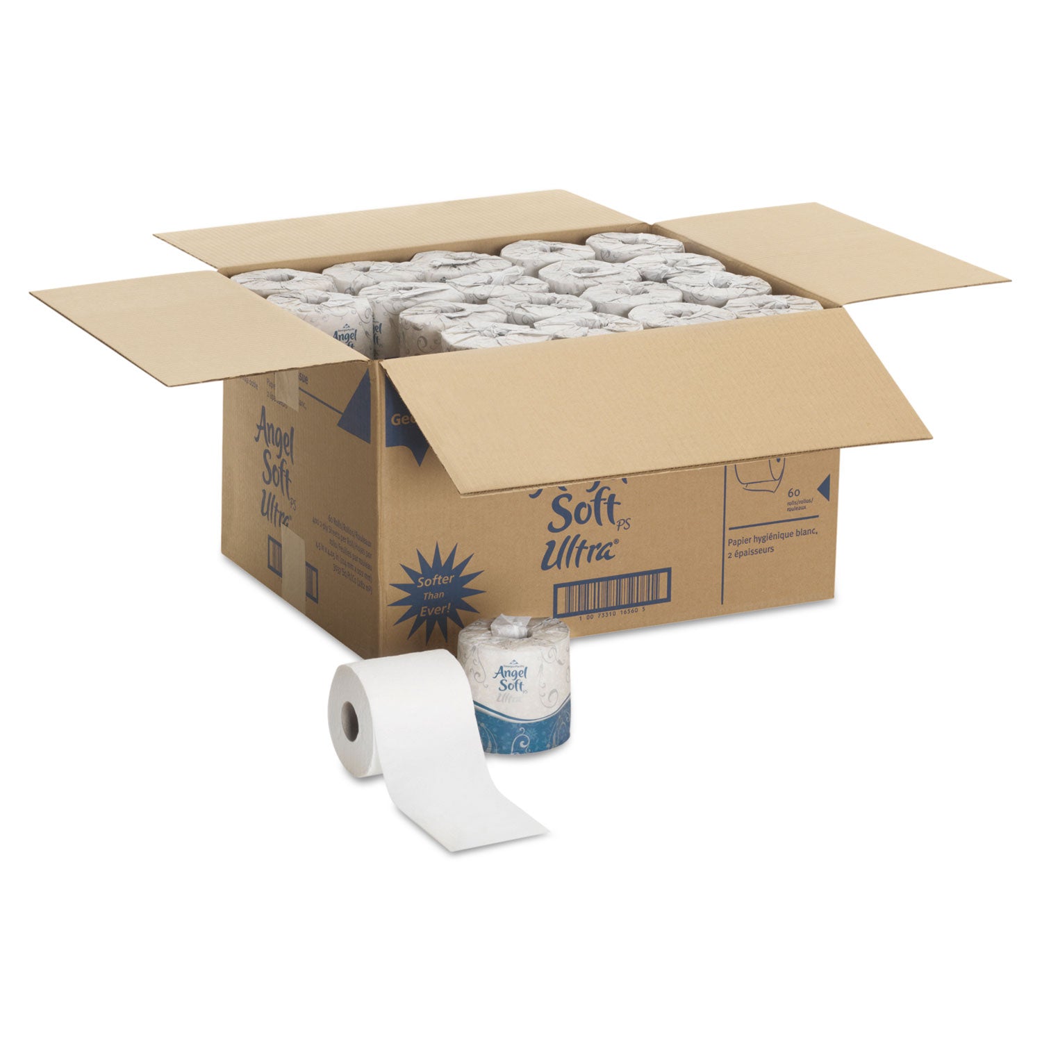 Angel Soft ps Ultra 2-Ply Premium Bathroom Tissue, Septic Safe, White, 400 Sheets/Roll, 60/Carton