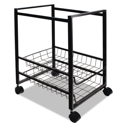 Mobile File Cart with Sliding Baskets, Metal, 2 Drawers, 1 Bin, 12.88" x 15" x 21.13", Black