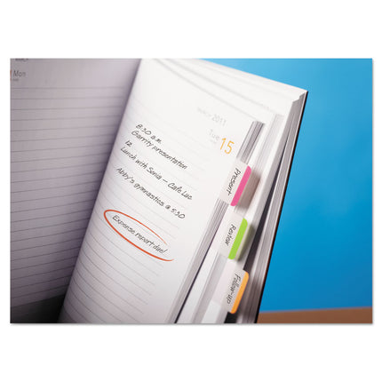1" Lined Tabs, 1/5-Cut, Assorted Bright Colors, 1" Wide, 66/Pack