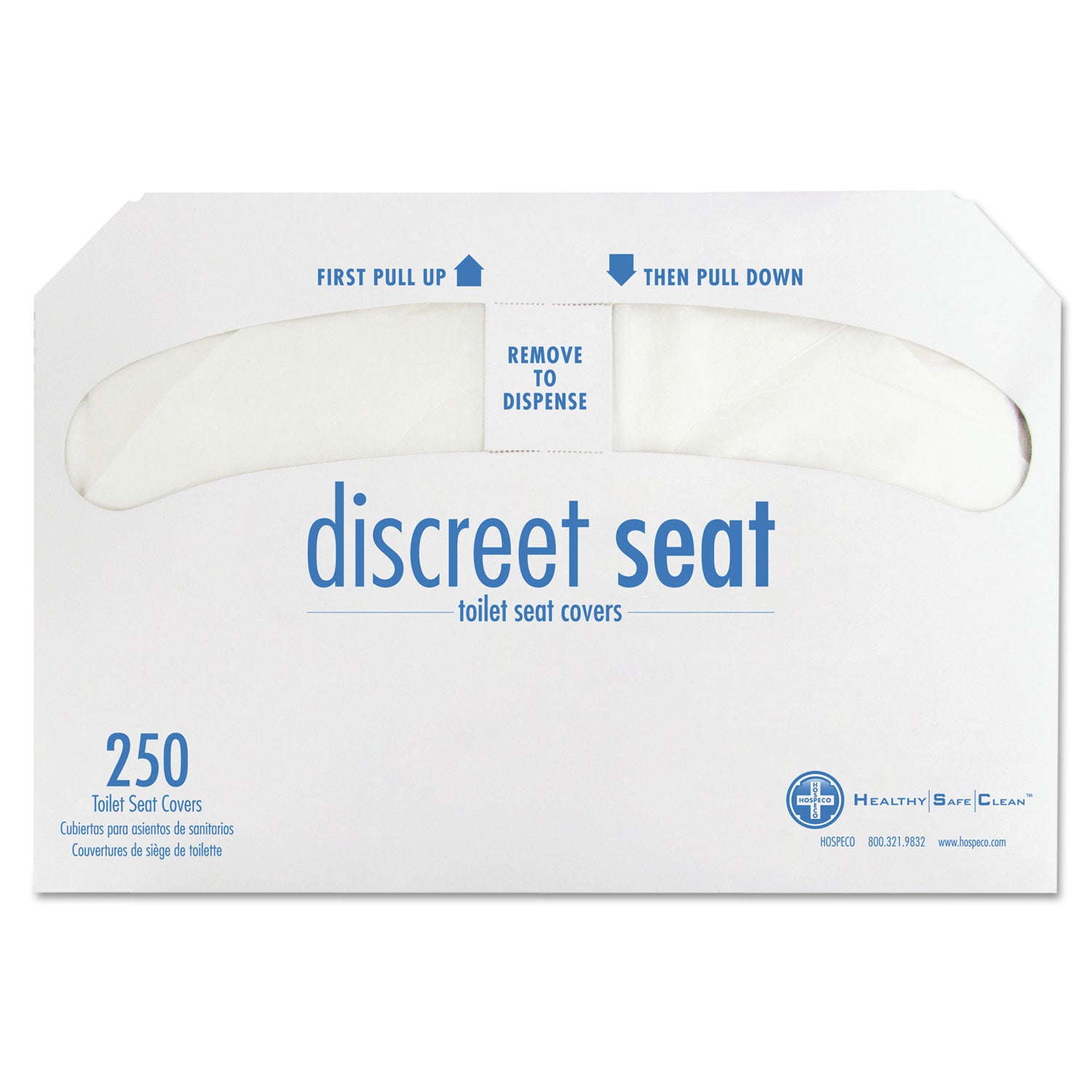 Discreet Seat Half-Fold Toilet Seat Covers, 14.25 X 16.5, White, 250/pack, 20 Packs/carton