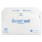 Discreet Seat Half-Fold Toilet Seat Covers, 14.25 X 16.5, White, 250/pack, 20 Packs/carton