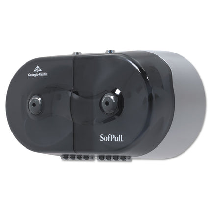 Sofpull Mini Centerpull 2-Roll Bath Tissue Dispenser, 16.38 X 7.2 X 9.3, Smoke