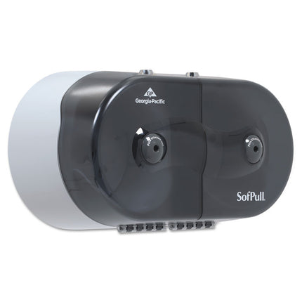 Sofpull Mini Centerpull 2-Roll Bath Tissue Dispenser, 16.38 X 7.2 X 9.3, Smoke