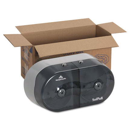 Sofpull Mini Centerpull 2-Roll Bath Tissue Dispenser, 16.38 X 7.2 X 9.3, Smoke