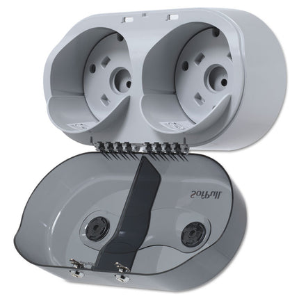 Sofpull Mini Centerpull 2-Roll Bath Tissue Dispenser, 16.38 X 7.2 X 9.3, Smoke
