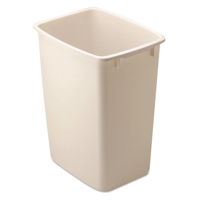 Open-Top Wastebasket, 9 gal, Plastic, Bisque, 6/Carton