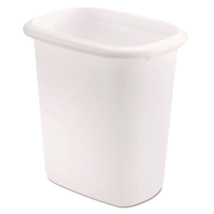 Open-Top Wastebasket, 6 qt, Plastic, White, 6/Carton