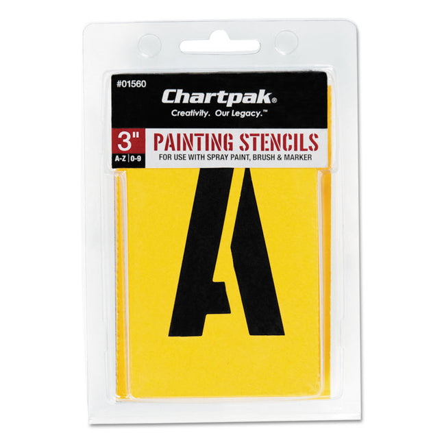 Professionial Lettering Stencils, Painting Stencil Set, A-Z Set/0-9, 3", Manila, 35/set