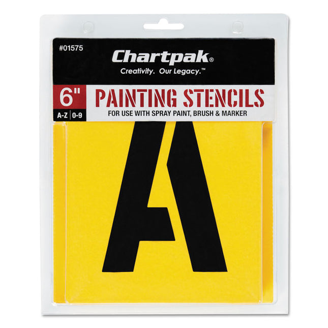 Professional Lettering Stencils, Painting Stencil Set, A-Z Set/0-9, 6", Manila, 35/set