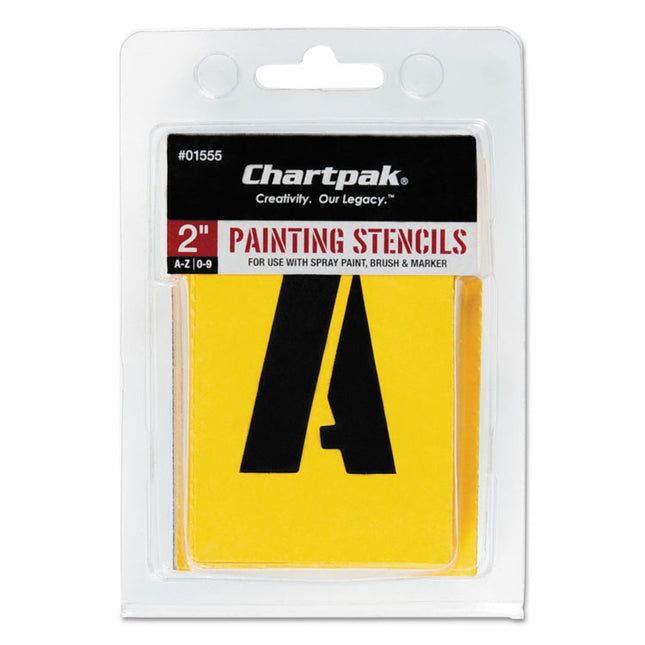 Professional Lettering Stencils, Painting Stencil Set, A-Z Set/0-9, 2", Manila, 35/set
