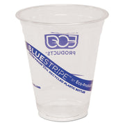 BlueStripe 25% Recycled Content Cold Cups, 12 oz, Plastic, Clear/Blue, 50/Pack, 20 Packs/Carton