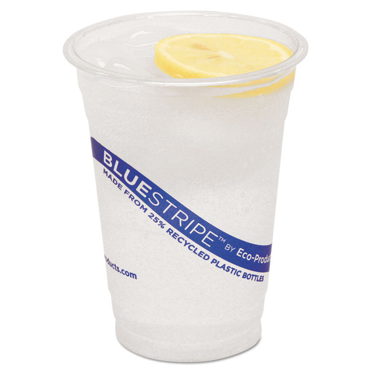 BlueStripe 25% Recycled Content Cold Cups, 16 oz, Plastic, Clear/Blue, 50/Pack, 20 Packs/Carton