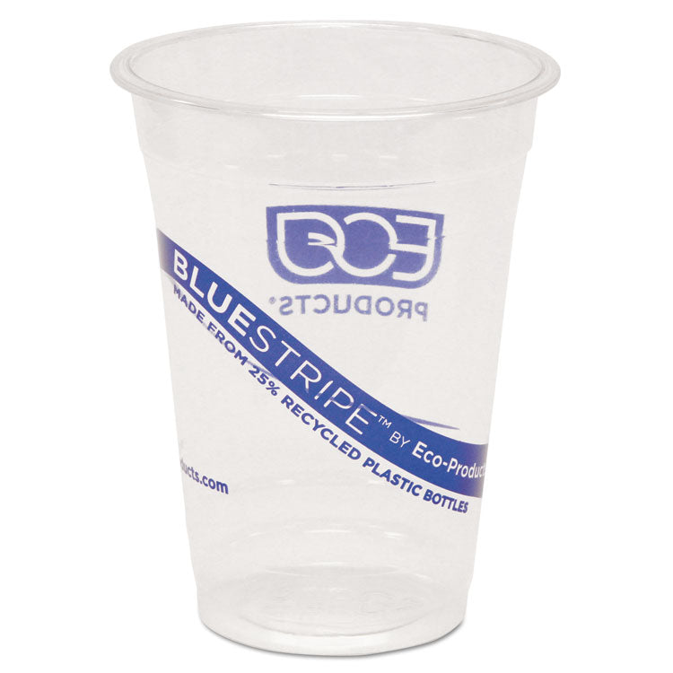 BlueStripe 25% Recycled Content Cold Cups, 16 oz, Plastic, Clear/Blue, 50/Pack, 20 Packs/Carton