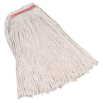 Premium Cut-End Cotton Mop, White, 20 Oz, 1-In. Orange Headband