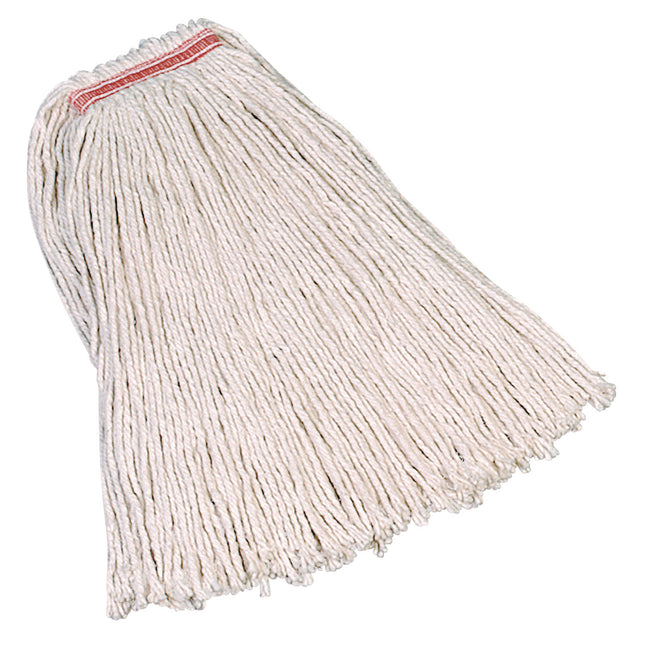 Premium Cut-End Cotton Mop, White, 20 Oz, 1-In. Orange Headband