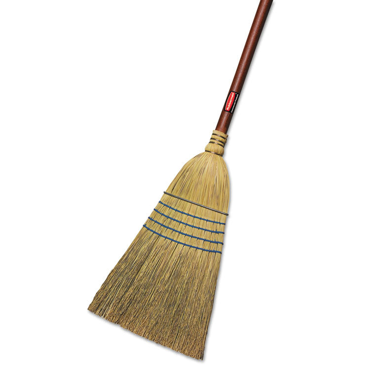 Corn-Fill Broom, Corn Fiber Bristles, 38" Overall Length, Blue