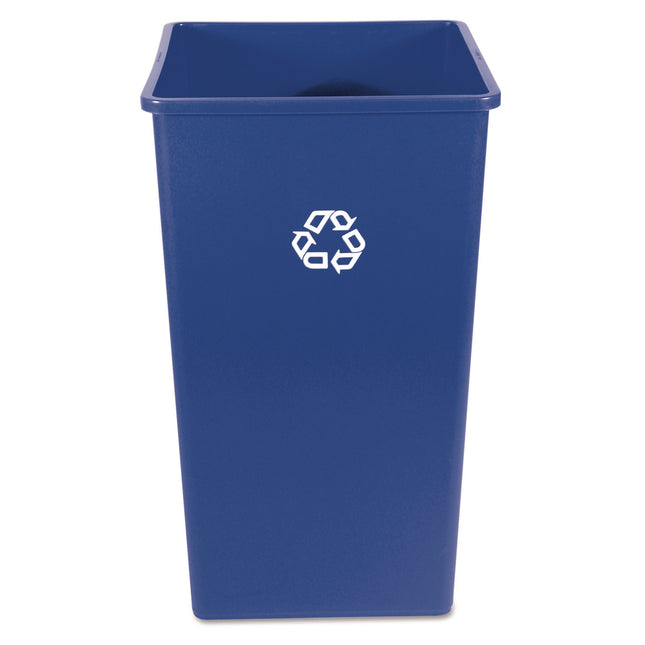 Square Recycling Container, 50 gal, Plastic, Blue