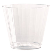 Classic Crystal Plastic Tumblers, 9 Oz, Clear, Fluted, Squat, 20/pack, 12 Packs/carton
