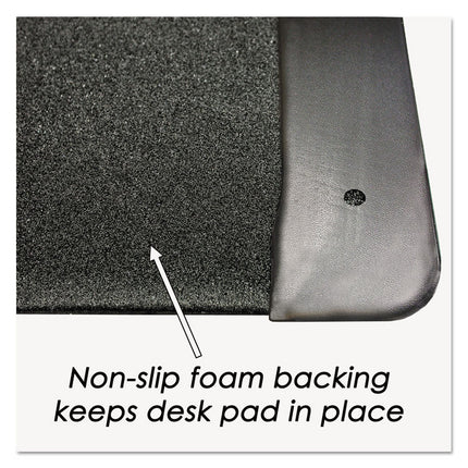 Executive Desk Pad With Antimicrobial Protection, Leather-Like Side Panels, 24 X 19, Black