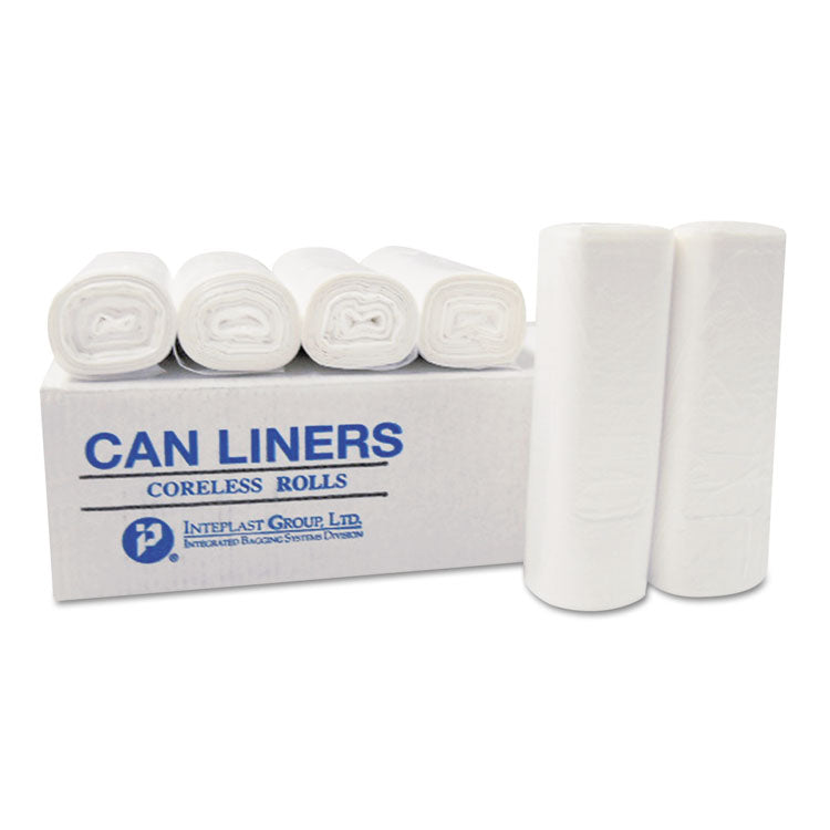 High-Density Commercial Can Liners, 56 gal, 12 mic, 43" x 48", Clear, Interleaved Roll, 25 Bags/Roll, 8 Rolls/Carton