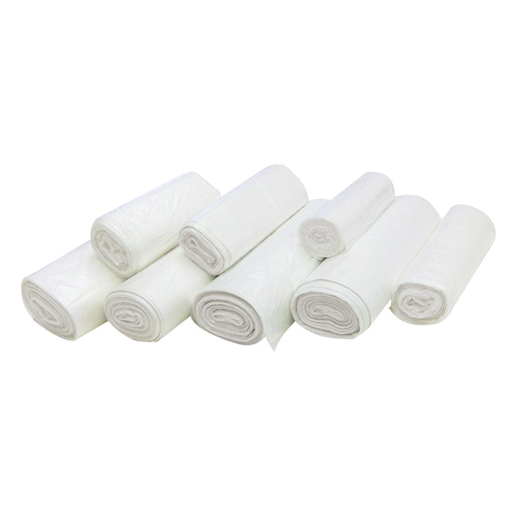 High-Density Commercial Can Liners, 7 gal, 6 mic, 20" x 22", Clear, Perforated Roll, 50 Bags/Roll, 40 Rolls/Carton