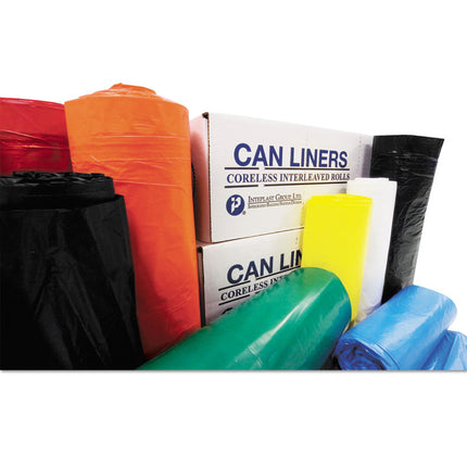 Low-Density Commercial Can Liners, 60 gal, 0.7 mil, 38" x 58", White, Interleaved Roll, 25 Bags/Roll, 4 Rolls/Carton