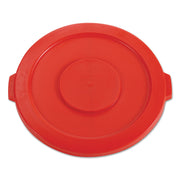 BRUTE Self-Draining Flat Top Lids for 32 gal Round BRUTE Containers, 22.25" Diameter, Red