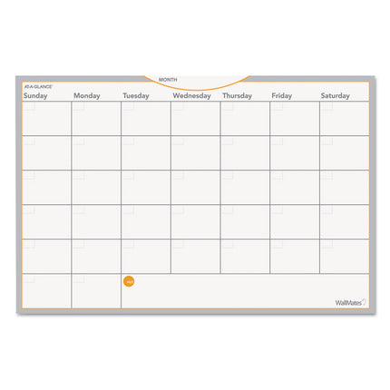 Wallmates Self-Adhesive Dry Erase Monthly Planning Surfaces, 18 X 12, White/gray/orange Sheets, Undated