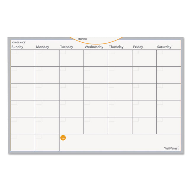Wallmates Self-Adhesive Dry Erase Monthly Planning Surfaces, 18 X 12, White/gray/orange Sheets, Undated