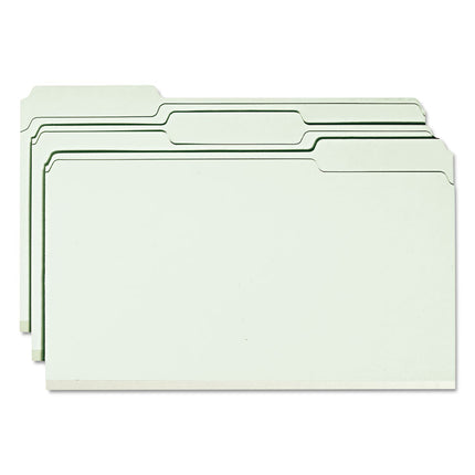 Expanding Recycled Heavy Pressboard Folders, 1/3-Cut Tabs: Assorted, Legal Size, 2" Expansion, Gray-Green, 25/Box