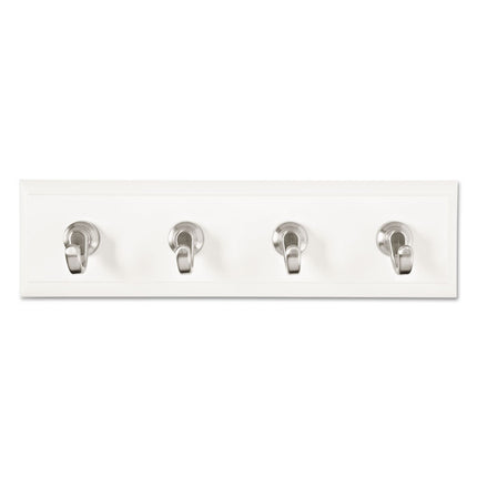Decorative Key Rail, Plastic, Quartz/Silver, 8 x 1.5 x 2.13, 4 Hooks/Pack