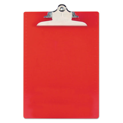 Recycled Plastic Clipboard with Ruler Edge, 1" Clip Capacity, Holds 8.5 x 11 Sheets, Red