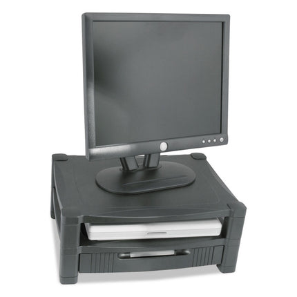 Two-Level Monitor Stand, 17" X 13.25" X 3.5" To 7", Black, Supports 50 Lbs