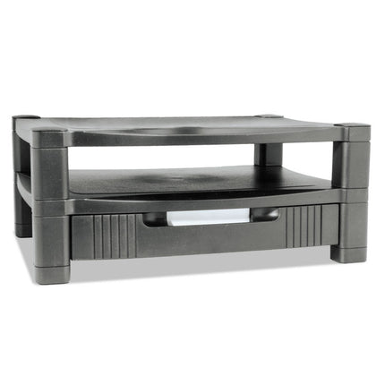 Two-Level Monitor Stand, 17" X 13.25" X 3.5" To 7", Black, Supports 50 Lbs