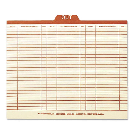 Manila Out Guides, Printed Form Style, 1/5-Cut Top Tab, Out, 8.5 X 11, Manila, 100/box