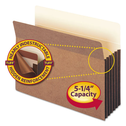 Redrope TUFF Pocket Drop-Front File Pockets with Fully Lined Gussets, 5.25" Expansion, Letter Size, Redrope, 10/Box