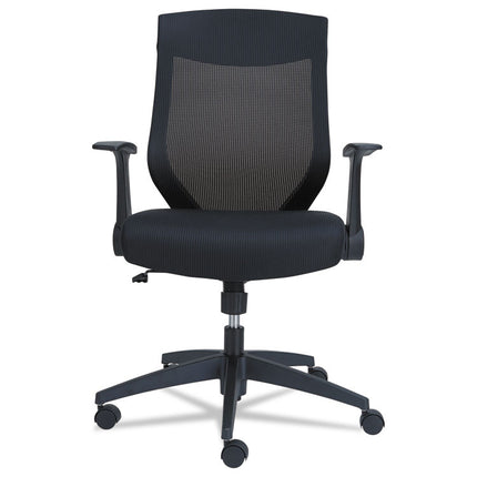Alera EB-K Series Synchro Mid-Back Flip-Arm Mesh Chair, Supports Up to 275 lb, 18.5" to 22.04" Seat Height, Black