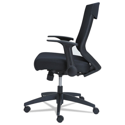 Alera EB-K Series Synchro Mid-Back Flip-Arm Mesh Chair, Supports Up to 275 lb, 18.5" to 22.04" Seat Height, Black