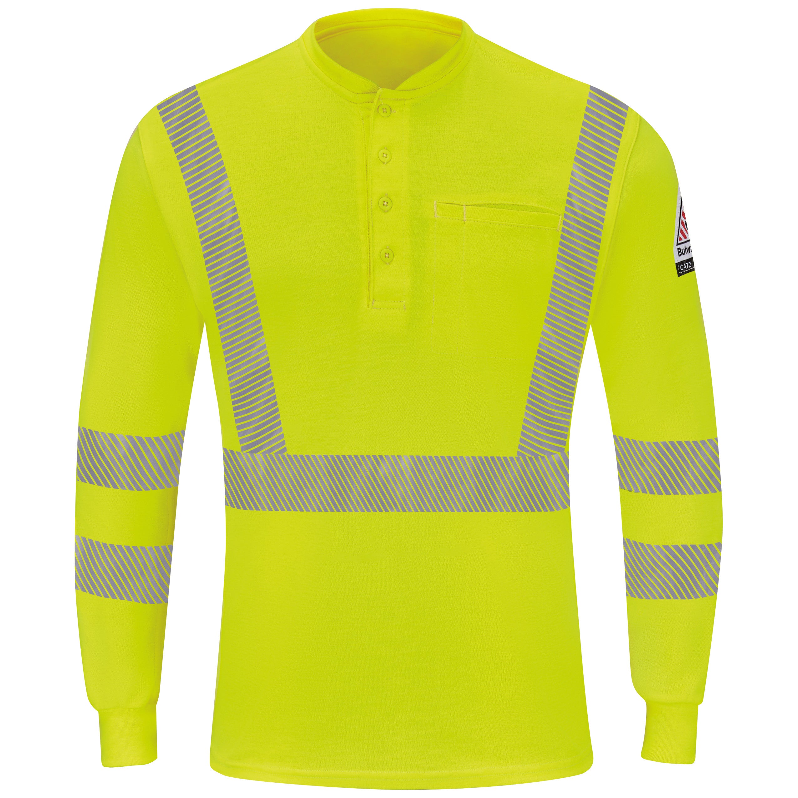 Bulwark® Men's Hi-Visibility Lightweight Long Sleeve Henley / SML4HV