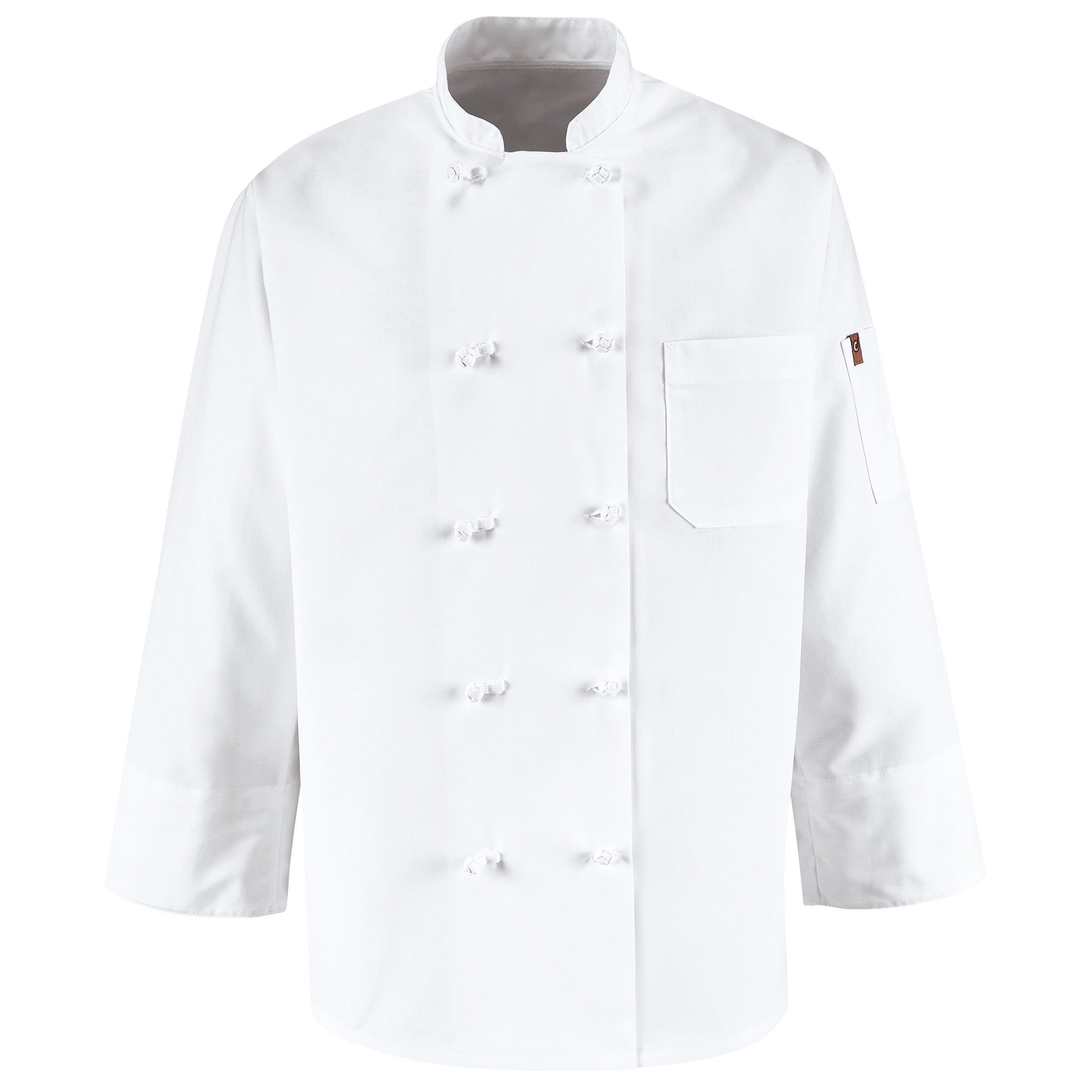 Red Kap® Ten Knot Button Chef Coat with Thermometer Pocket / 0421WH
