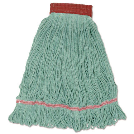 Wideband Looped-End Mop Heads, Large, Green, 12/carton