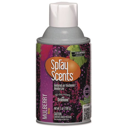 Champion Sprayon SPRAYScents Metered Air Freshener Refill, Mulberry, 7 oz Aerosol Spray, 12/Carton